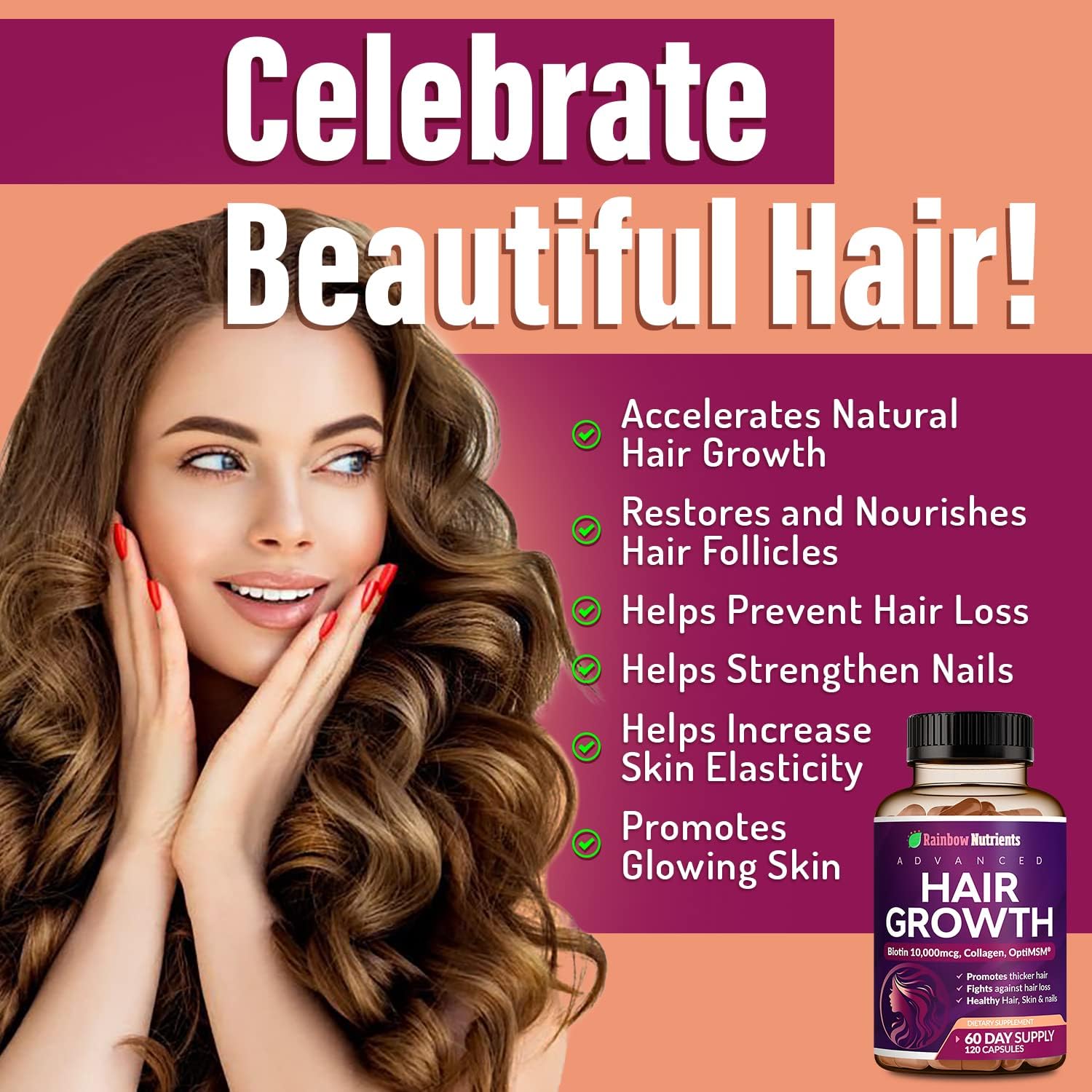 Rainbow Nutrients Advanced Hair Growth Vitamins