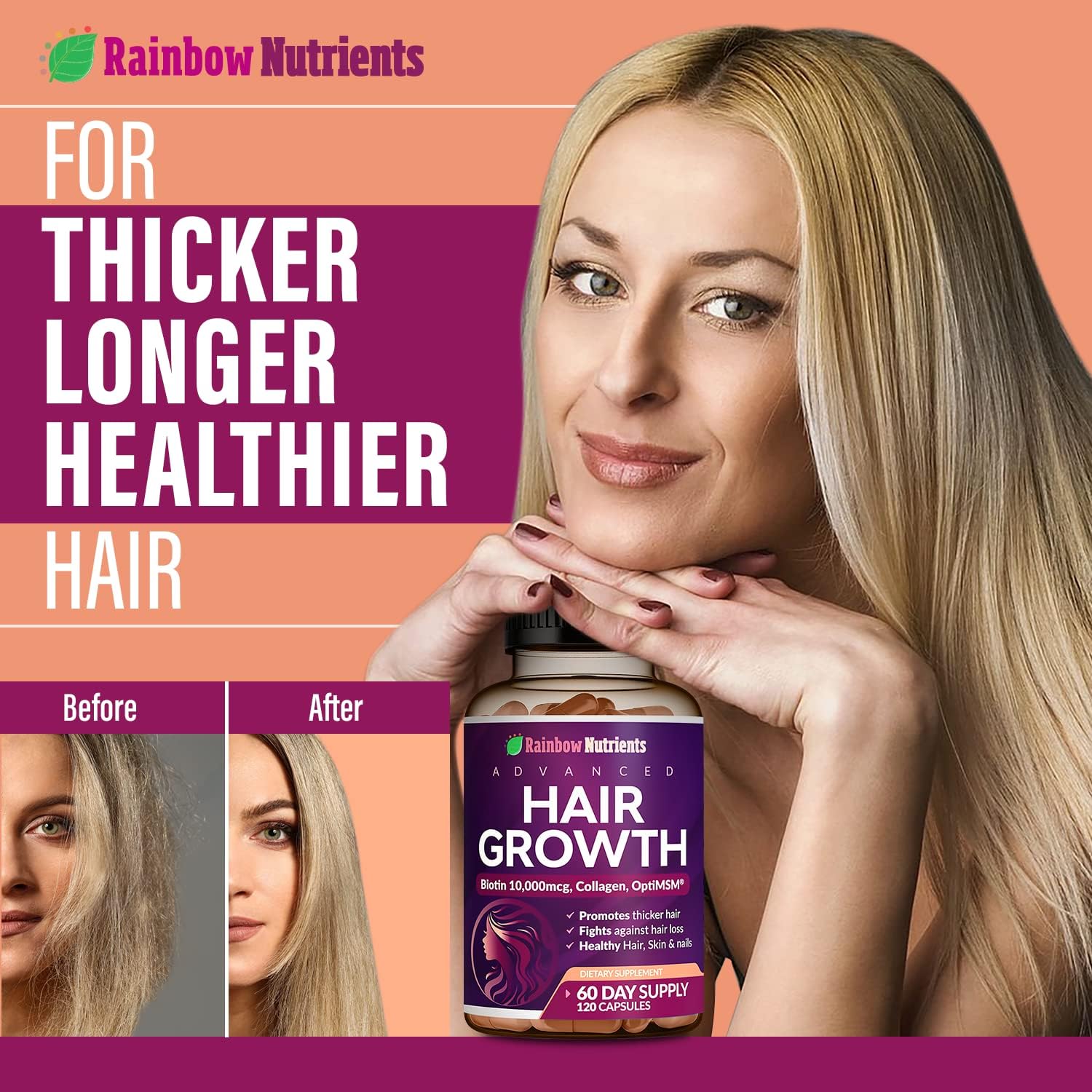 Rainbow Nutrients Advanced Hair Growth Vitamins