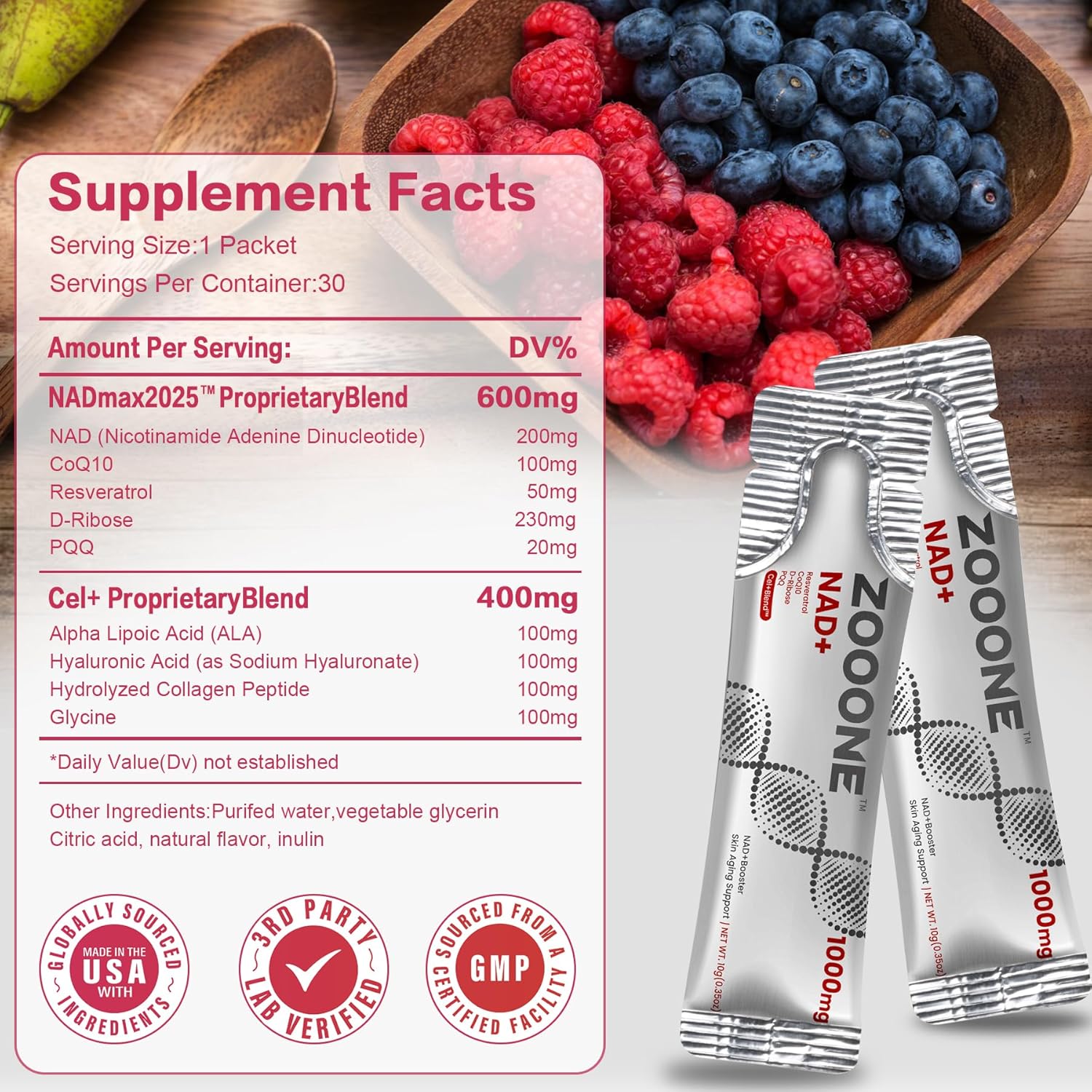 ZOOONE NAD+ Supplement with Resveratrol