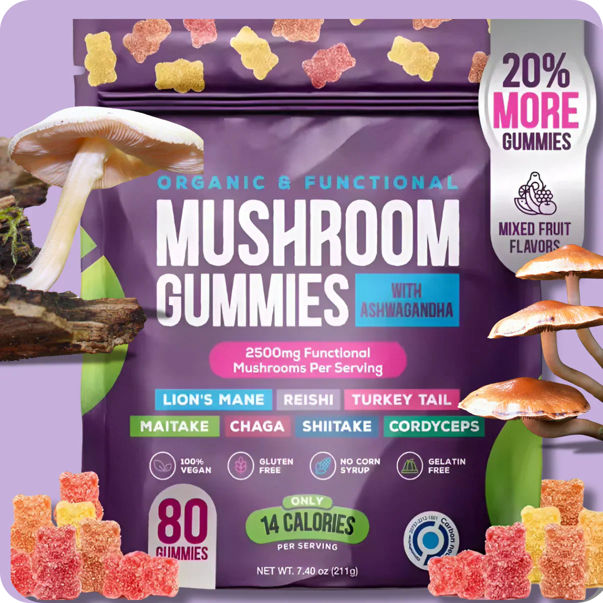 Mushroom Gummies with Ashwagandha